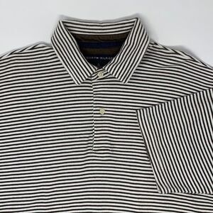Tommy Hilfiger Brown & White Stripe Men's Polo Shirt‎ Size Large